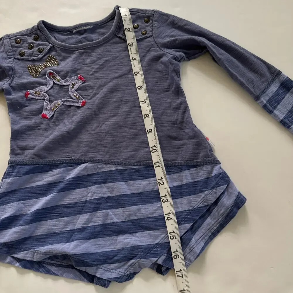 Naartjie Purple Stripe Star Embroidered Long Sleeve Top